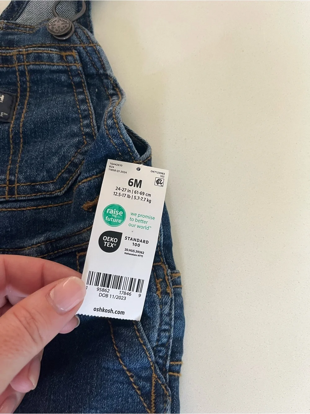 OshKosh B'gosh Kids NWT Denim Overalls, 6 Months